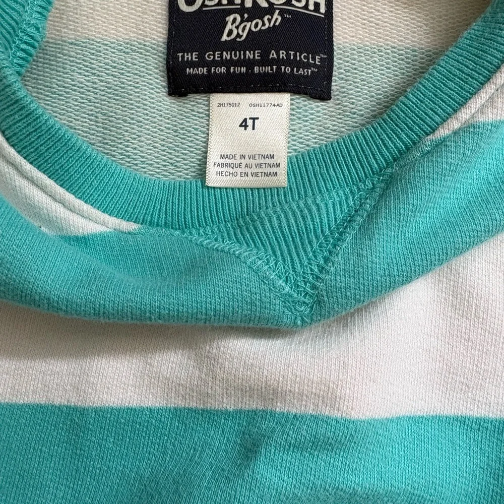 4T OshKosh B'gosh Unisex Aqua and White Stripe Sweatshirt